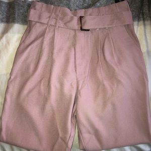 Paper Bag Belted Mauve Dress Pants